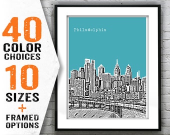 Philadelphia Pennsylvania Poster Art Skyline Print PA Item T1504