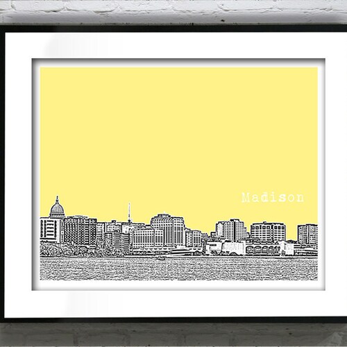 Madison Wisconsin Poster Print Art Skyline Item T4326 Etsy