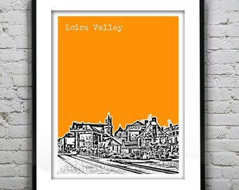 Loire Valley Durtal Castle France Skyline Poster Art Print