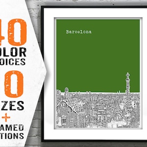 Barcelona Spain Poster Art Print Skyline Item T1667