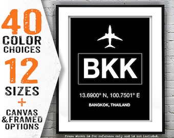 BKK Bangkok International Airport Aviation Poster Art Print Thailand Item T4055