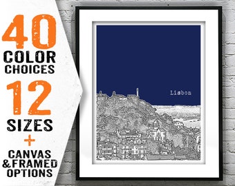 Lisbon Portugal Poster Art Print City Skyline St. George's Castle Item T2910