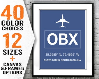 OBX Outer Banks South Carolina Airport Aviation Poster Art Print Item T4118