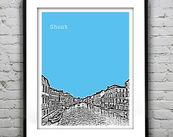Ghent  Belgium Poster Art Print Skyline