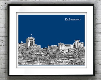 Kalamazoo Skyline Poster Art Print Michigan MI Landscape