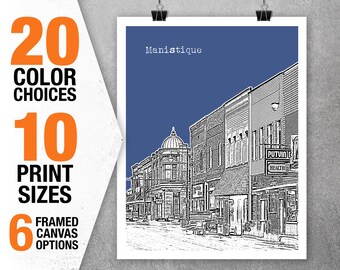 Manistique Skyline Poster Art Print Michigan Item T5524