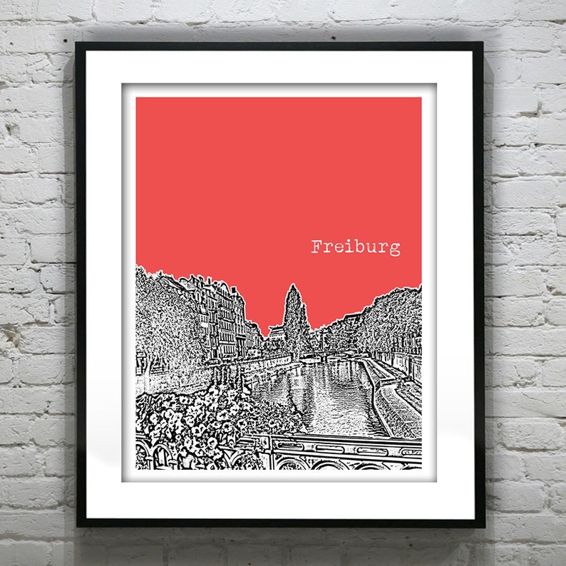Freiburg Germany Poster Art Skyline Print Europe Item T4549 - Etsy