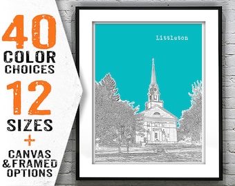 Littleton Massachusetts Skyline Poster Art Print MA Item T2442