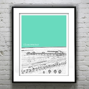 Clearwater Beach Florida Skyline Poster Art Print FL Item T2941