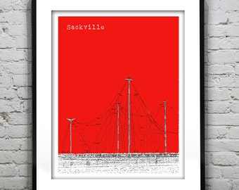 Sackville New Brunswick Skyline Poster Art Print Canada Item T4934