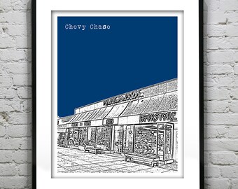 Chevy Chase Washington DC Skyline Poster Art Print Politics & Prose Item T4261