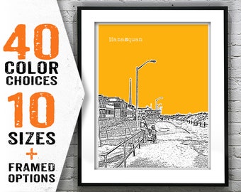 Manasquan New Jersey Skyline Poster Print Art NJ Boardwalk Item T2115