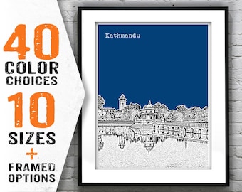 Kathmandu Nepal Poster Art Print Skyline Ranipokhari Item T1670
