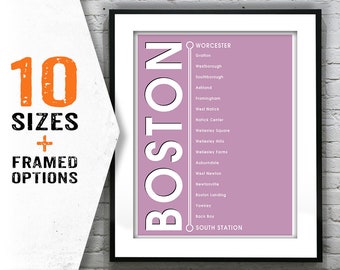 Boston T Commuter Rail Line Poster Art Print Subway Worcester South Station Item T2097