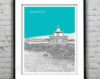 Argostoli Kefalonia Poster Art Print Skyline Item T1122