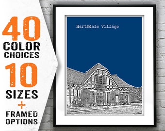 Hartsdale Village Skyline Art Print Poster NY  Item T1733