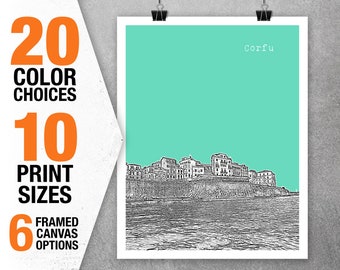 Corfu Greece City Skyline Poster Art Print Item T5335