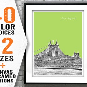 Covington Kentucky Poster Art Print Skyline KY Item T2378