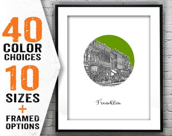 Franklin Tennessee Poster Print Art Skyline Round Item T2104