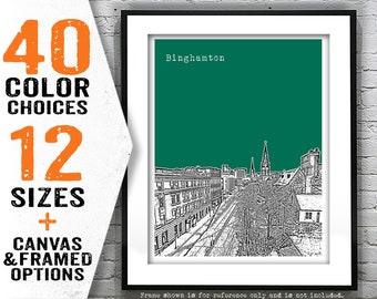 Binghamton New York Skyline Poster Print Art NY Item T4697