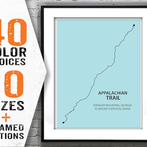 Appalachian Trail Map Poster Art Print Modern Line Drawing Item T2060