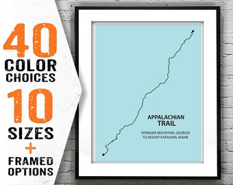 Appalachian Trail Map Poster Art Print Modern Line Drawing Item T2060