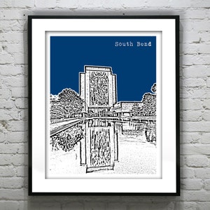 South Bend Indiana Poster Art Skyline Print Version 1