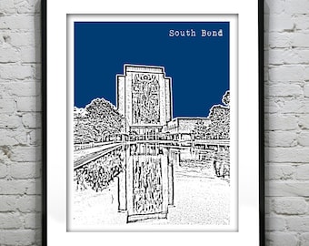 South Bend Indiana Poster Art Skyline Print Version 1