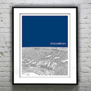 Statesboro Georgia Poster Print Art Skyline GSU GA