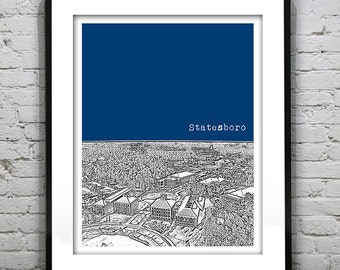 Statesboro Georgia Poster Print Art Skyline GSU GA