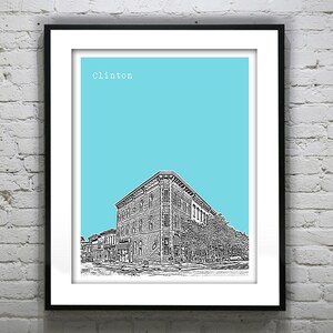 Clinton Skyline Poster Print Art New York NY