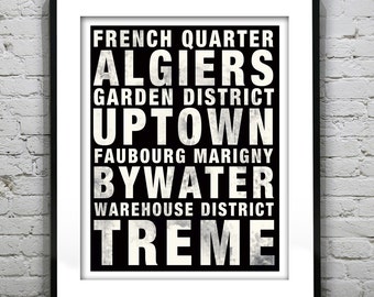 New Orleans Subway Poster Art Print Louisiana Marigny Bywater Treme Uptown Garden District Item T2946