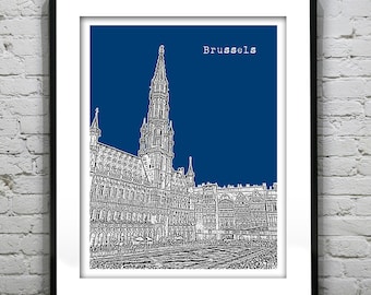 Brussels Belgium Skyline Poster Print Art