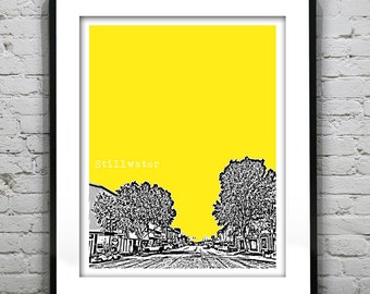 Stillwater Oklahoma City Skyline Poster Art Print OK Item T4281