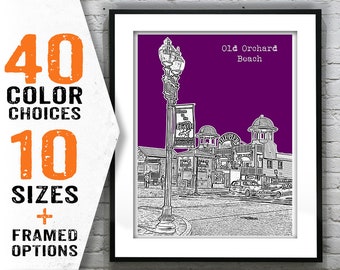 Old Orchard Beach Skyline Poster Art Print Maine ME Item T1736