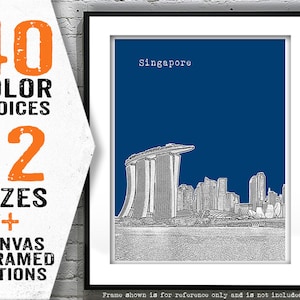 Singapore Skyline Art Print Poster Marina Bay Sands Singapore Asia Item T4872