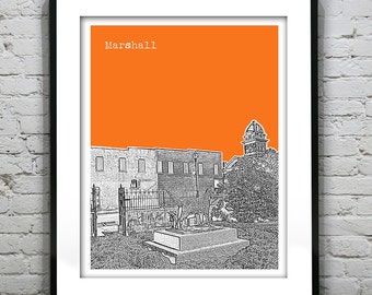 Marshall Missouri Poster Art Print City Skyline MO