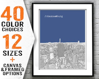 Johannesburg South Africa Skyline Poster Art Item T2371
