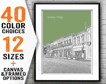 Yazoo City Mississippi Poster Art Print Skyline MS Item T2777