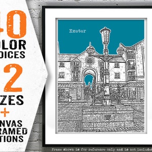 Exeter England Poster Print Art Skyline UK Item T4246