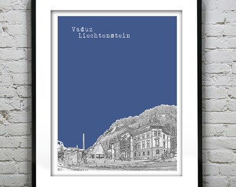 Vaduz Liechtenstein Skyline Poster Art Print Item T2812