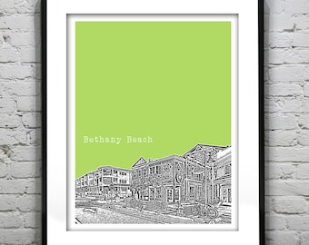 Bethany Beach Delaware Poster Art Print Skyline Item T1296