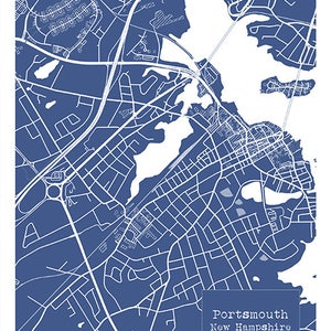 Portsmouth New Hampshire Blueprint Map Poster Art Print Several Sizes Available NH Item T4233 image 2