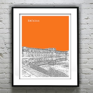Esfahan Iran Poster Art Print City Skyline Iran