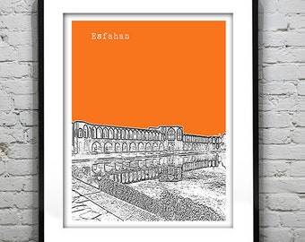 Esfahan Iran Poster Art Print City Skyline Iran