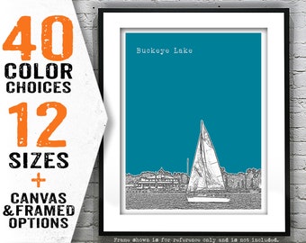 Buckeye Lake Ohio Poster Print Art Ohio Skyline OH Item T4216