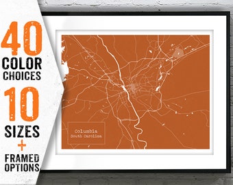 Columbia South Carolina Blueprint Map Poster Art Print SC Item T2723