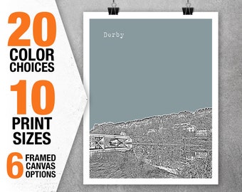 Derby Connecticut Skyline Poster Art Print CT Item T2359