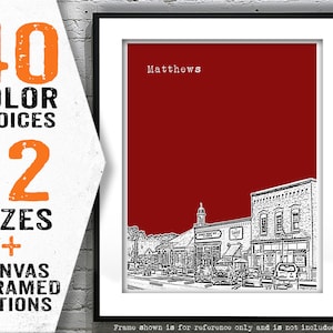 Matthews NC Skyline Art print Poster North Carolina T4109