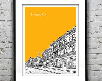 Fremantle Art Skyline Art Poster Print Australia Version 2